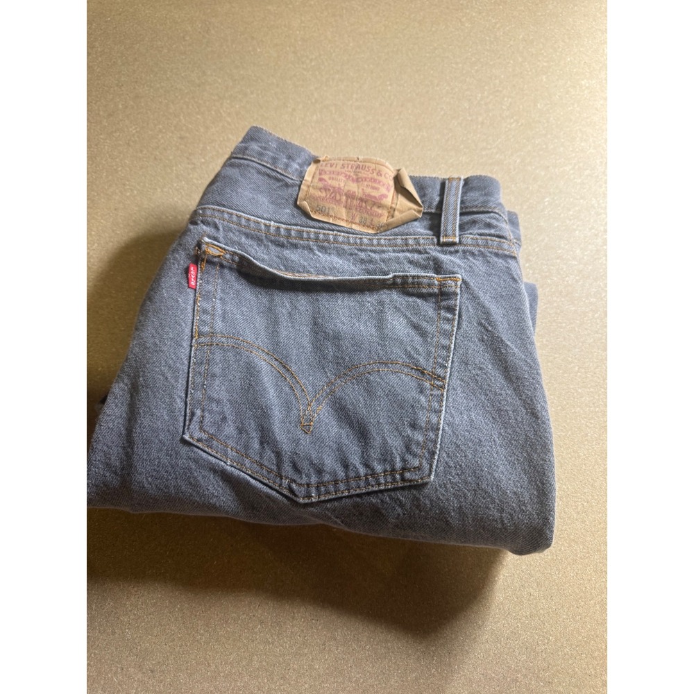 Vintage Levis 501 Men Gray Straight Leg Button Fly Denim Jeans 38x30 Made in USA